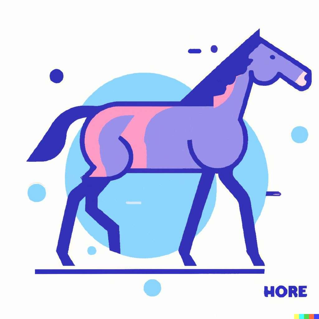 a horse, modern flat design style illustration with line elements